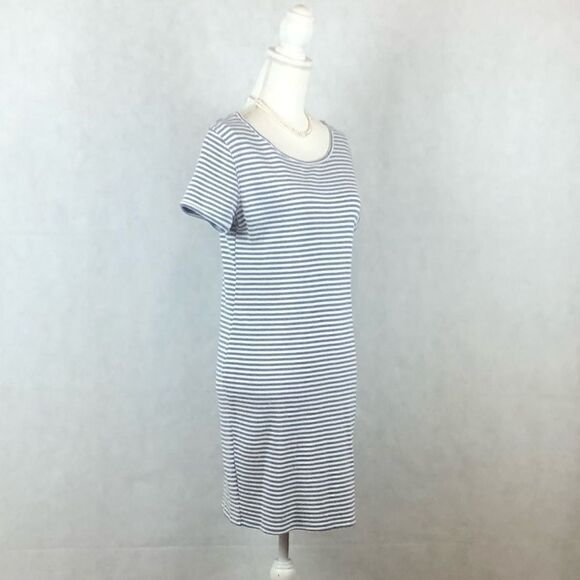 Sz L Wild Fable Fitted Gray White Stripped Dress - Picture 4 of 8